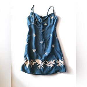 CoconutPier Blue Floral Spaghetti-Strap Mini Dress